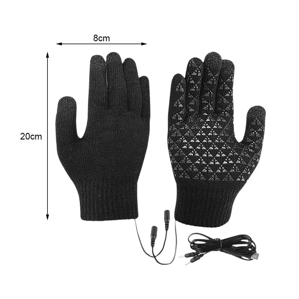 Electric USB Heated Gloves Winter Gloves Thermal Touch Screen Thermal Windproof Warm Knitted Glove Motorcycle Bicycle Gloves
