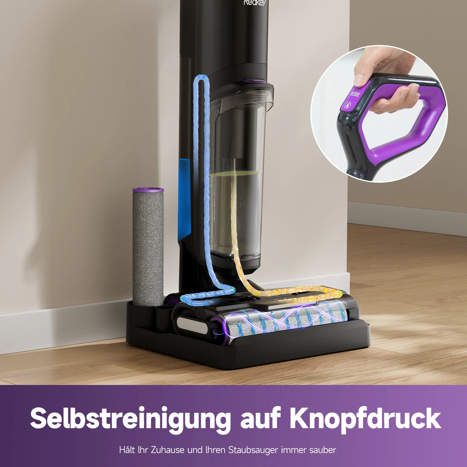 Redkey W15 Cordless Vacuum Cleaner, Wet & Dry, 35-Min Runtime, Self-Cleaning, Dual Water Tank,Self-Cleaning,Smart Dirt Detection