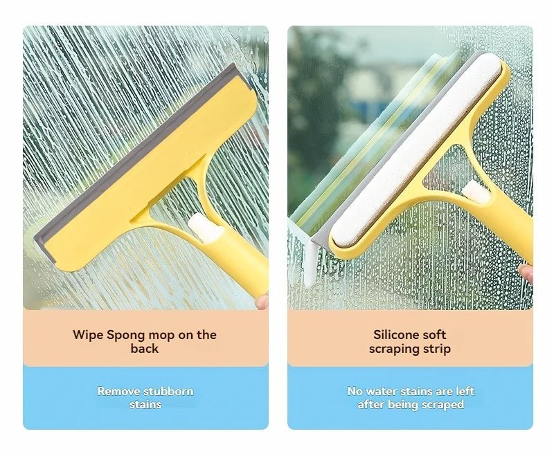 3-in-1 Glass Cleaning Tool for Home Bathroom Mirror and Windows, Water Wiper Squeegee for Shower and Glass Surfaces