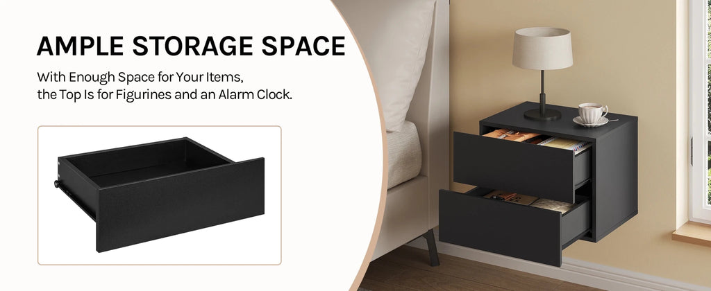 WOLTU 2PCS/Set Modern Bedroom Nightstand Hanging Bedside Table Wall Mounted Bedside Cabinet with Drawer for Living Room