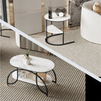 ROSAHQNDA Set of 2 Modern Coffee Tables Sofa table with 2 Layer Shelves MDF Board and Stable Metal Racks living room furniture
