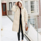 Puffer Jacket Polyester Hooded Jacket Women's Long Puffer Jacket
