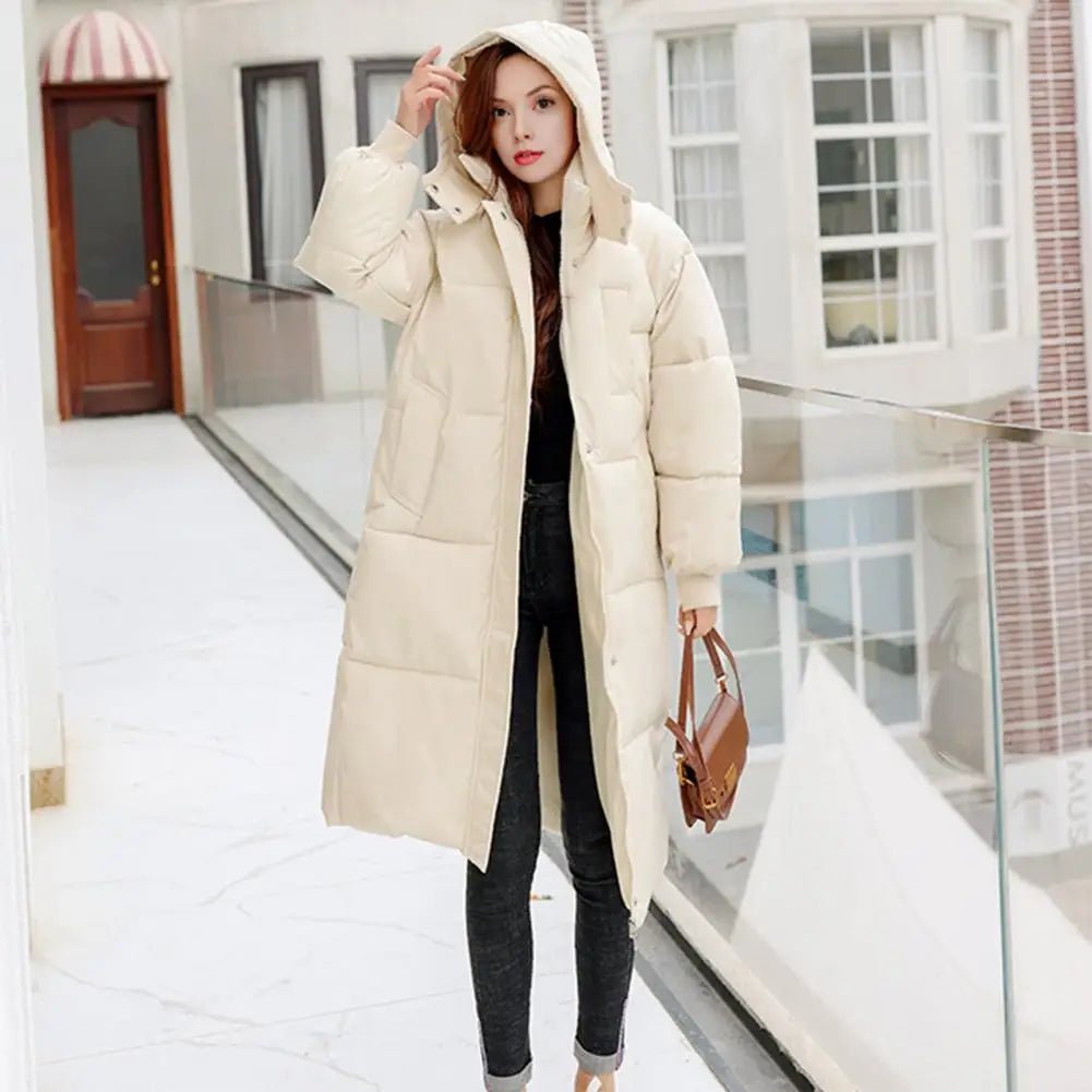 Puffer Jacket Polyester Hooded Jacket Women's Long Puffer Jacket