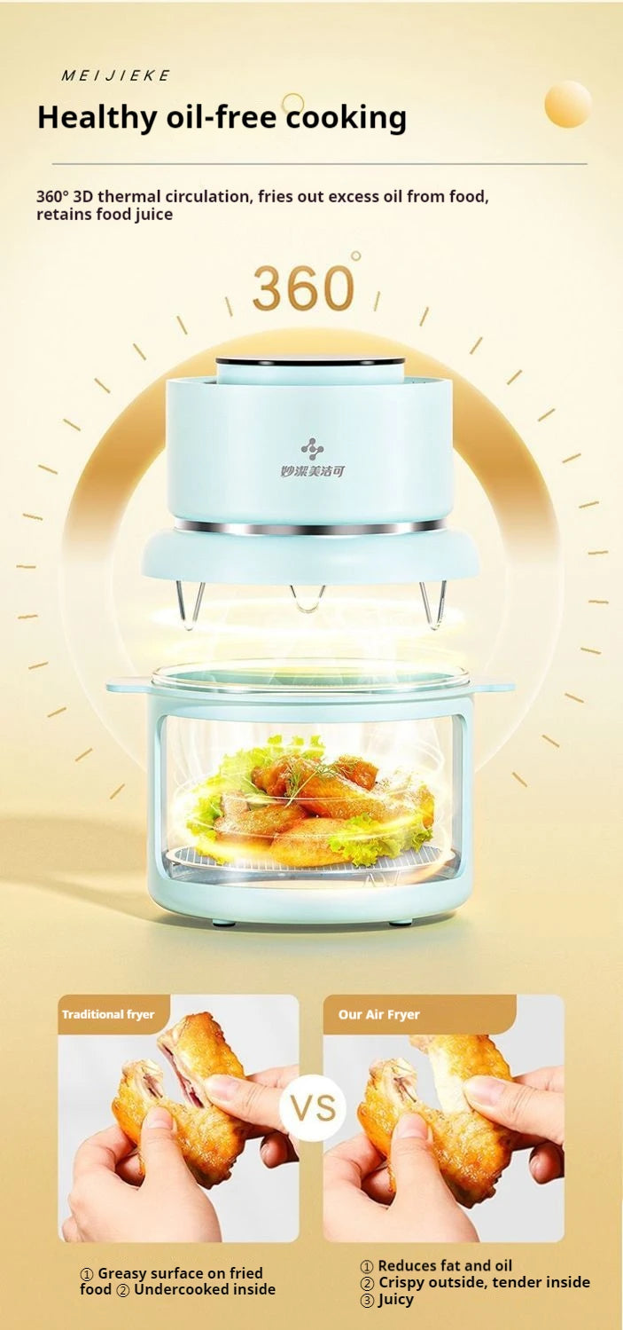 Large capacity electric oven with air fryer, beige French fry maker, gift visible fryer