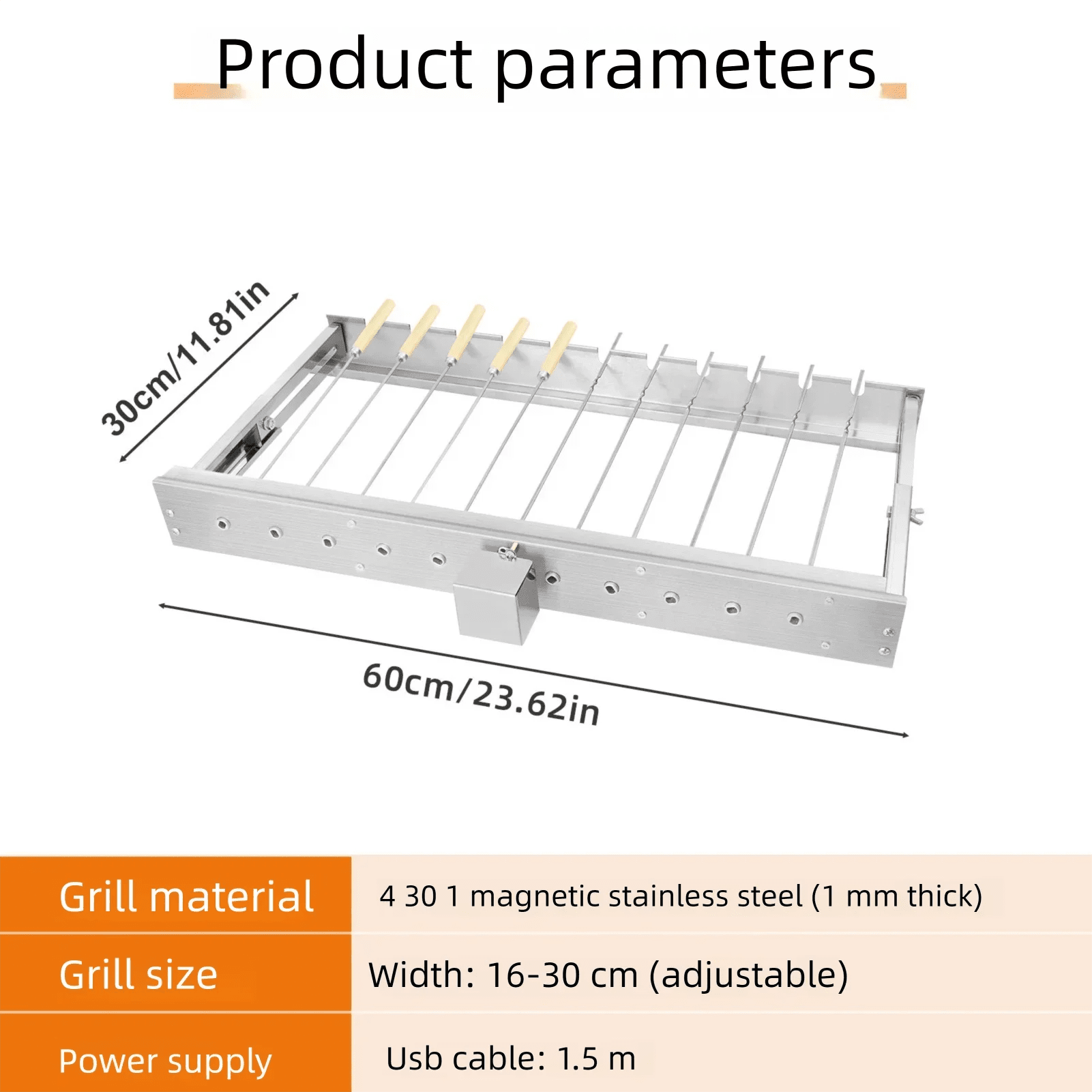 Electric Grill Automatic Rotating Barbecue Grill With Skewers Adjustable Width Stainless Steel BBQ Turner Stove Barbecue Grill