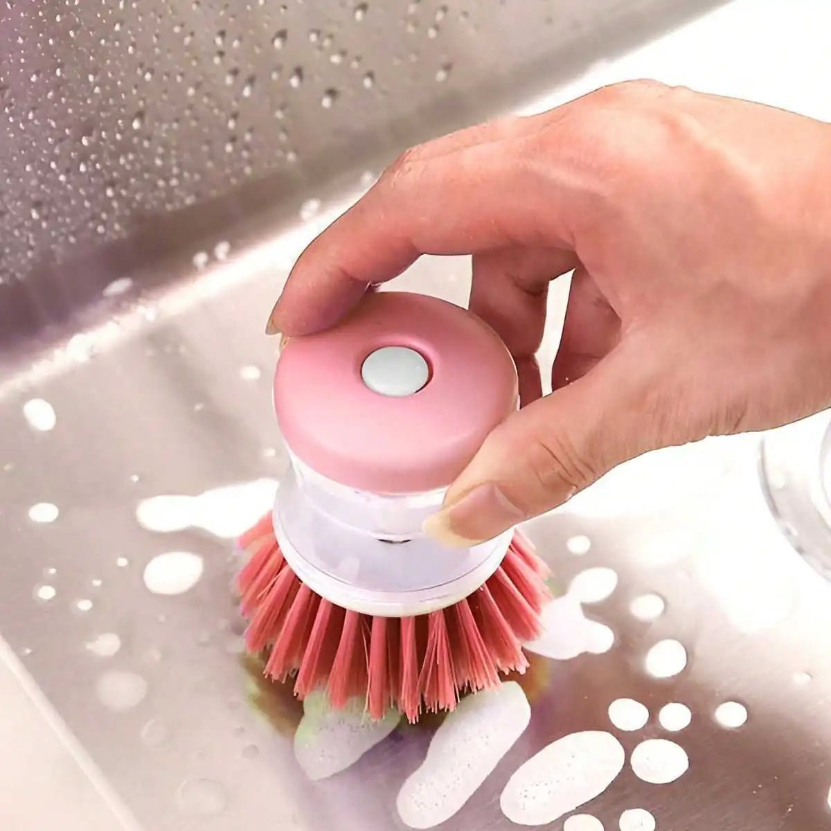 2 IN 1 Dish Brush with Soap Dispenser Multi Use Universal Kitchen Dish Palm Scrub