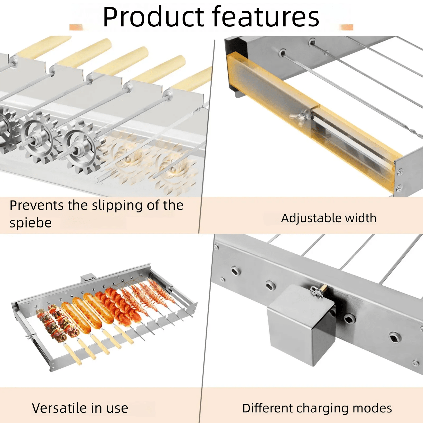 Electric Grill Automatic Rotating Barbecue Grill With Skewers Adjustable Width Stainless Steel BBQ Turner Stove Barbecue Grill