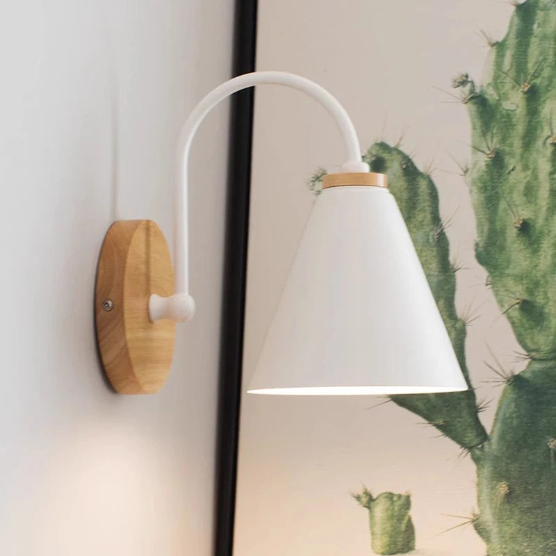 Solid Wood Wall Lamp – Modern Macaron Bedside Light - Motionshop