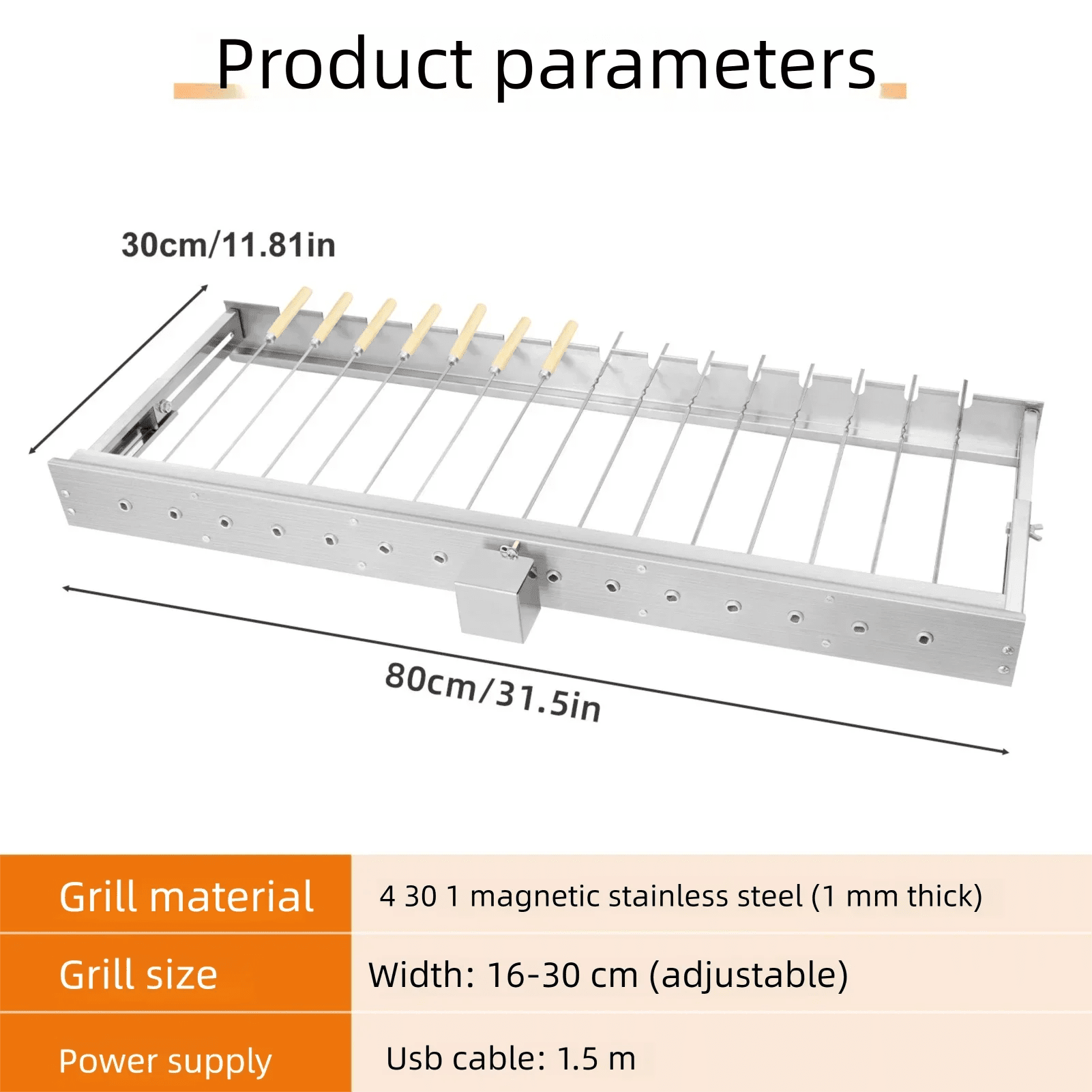 Electric Grill Automatic Rotating Barbecue Grill With Skewers Adjustable Width Stainless Steel BBQ Turner Stove Barbecue Grill