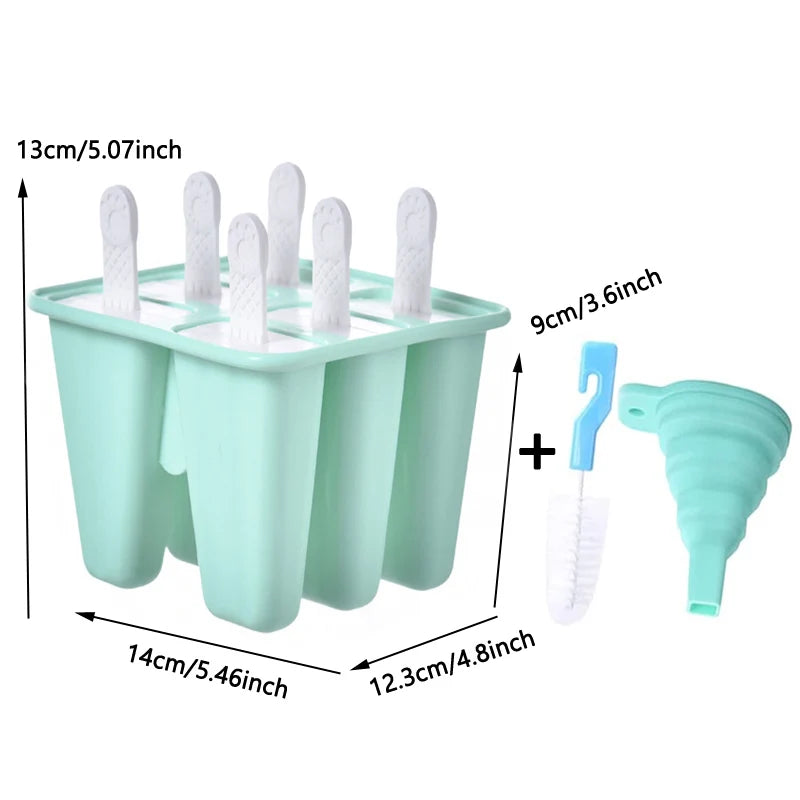 4/ 6 Cell Silicone Ice Cream Popsicle Mold With Handle - Motionshop