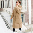 Puffer Jacket Polyester Hooded Jacket Women's Long Puffer Jacket