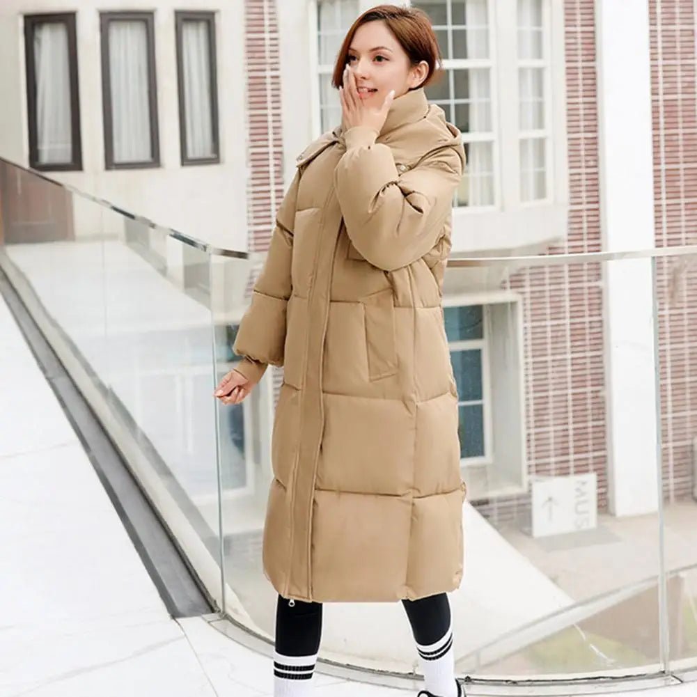 Puffer Jacket Polyester Hooded Jacket Women's Long Puffer Jacket