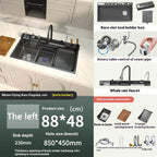 Stainless Steel Kitchen Sink With Waterfall Extra Large Single Bowl Digital Display Multifunctional Dishwashing Sinks