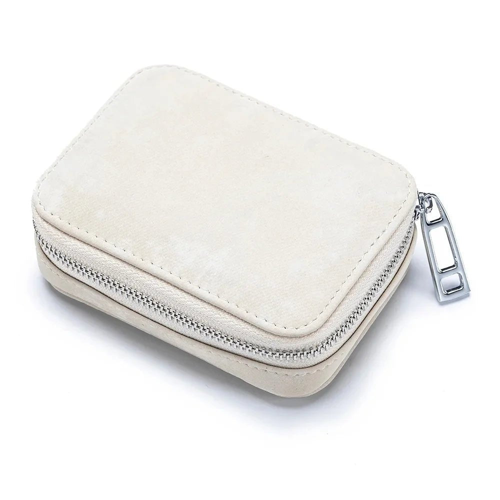 Portable Mini Leather Wallet With Mirror New Chinese Style Cow Leather Storage Bag For Coins And Earphones