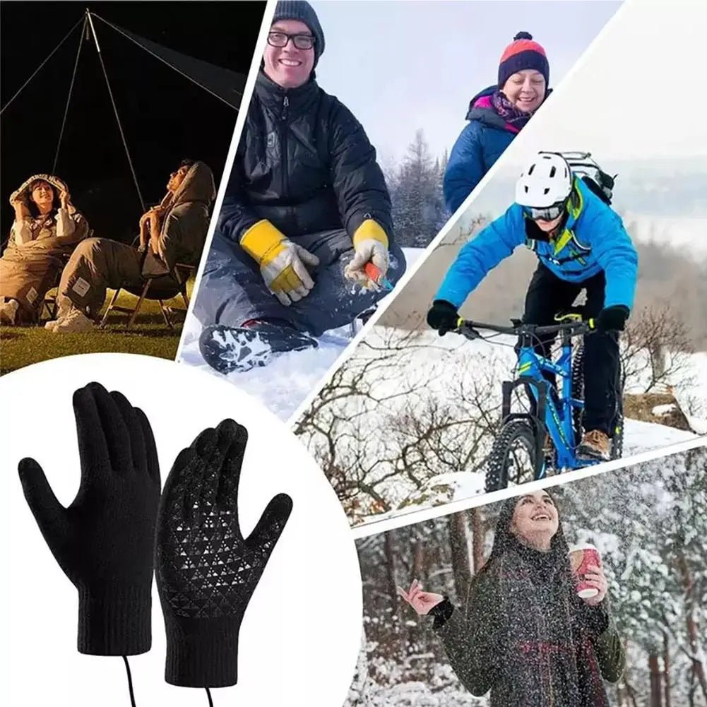 Electric USB Heated Gloves Winter Gloves Thermal Touch Screen Thermal Windproof Warm Knitted Glove Motorcycle Bicycle Gloves