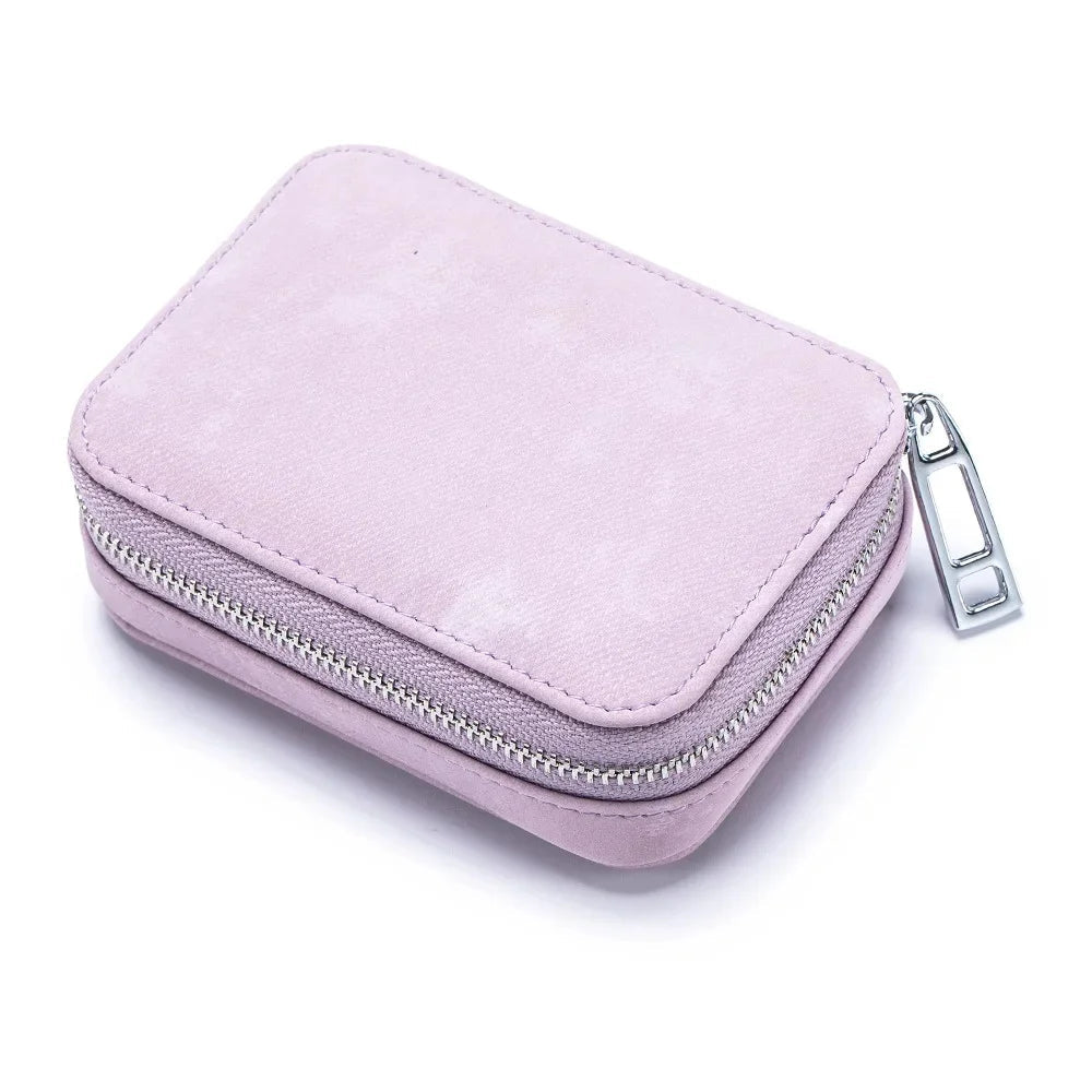 Portable Mini Leather Wallet With Mirror New Chinese Style Cow Leather Storage Bag For Coins And Earphones