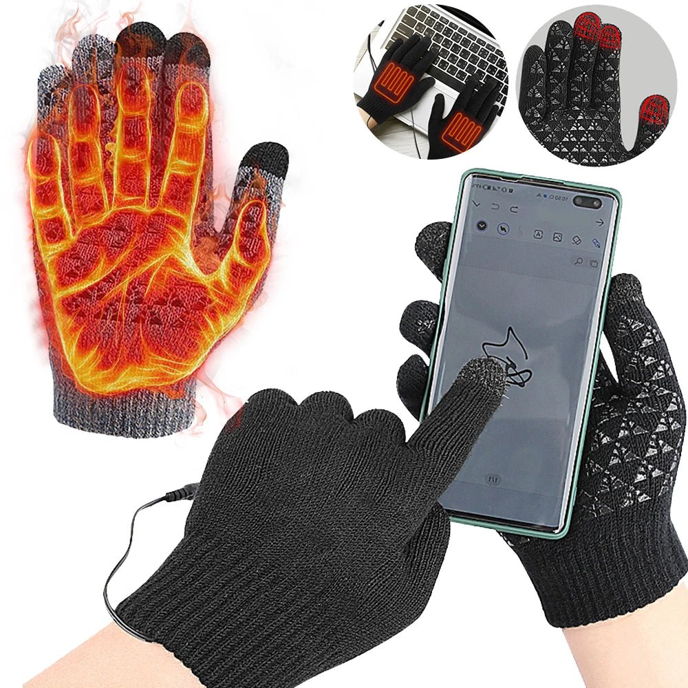 Electric Heated Gloves Winter Warm Gloves USB Touch Screen Gloves