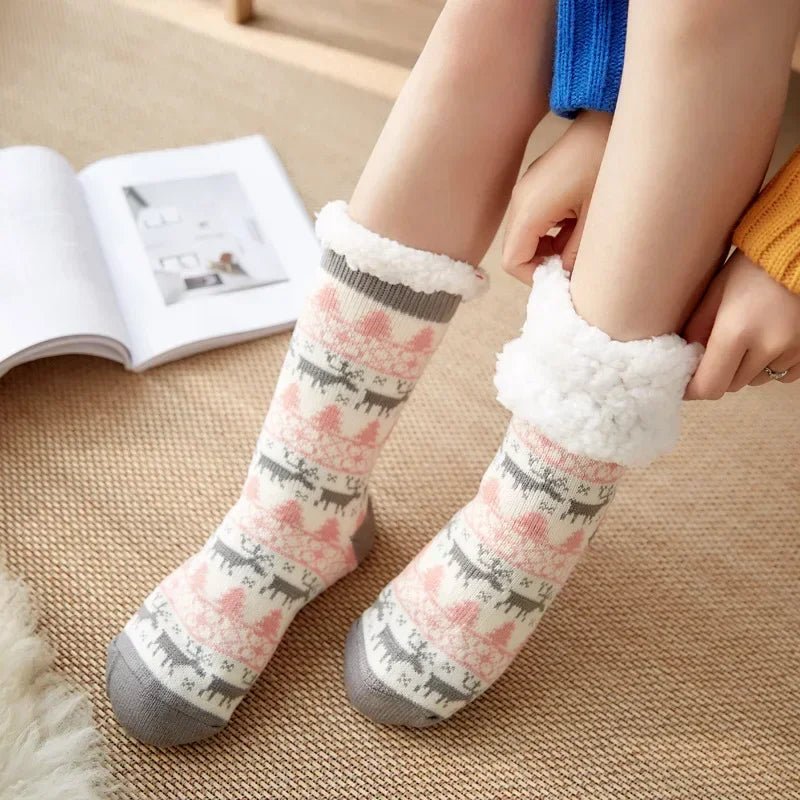 Thermal Winter Warm Slipper Socks Non Slip Grip Fluffy Fuzzy Slipper Socks Short Furry Monkey - Motionshop
