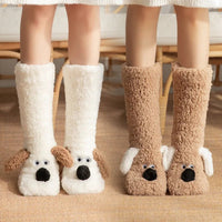 Women Non Slip Indoor Slipper Socks Fleece Lined Thick Warm Sleep Coral Velvet Home Floor Socks