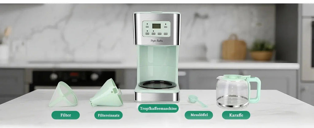 Coffee Maker with Timer, 1.5L Filter Coffee Maker, 12 Cups, Automatic Shut-Off, Drip Stop, Reusable Filter