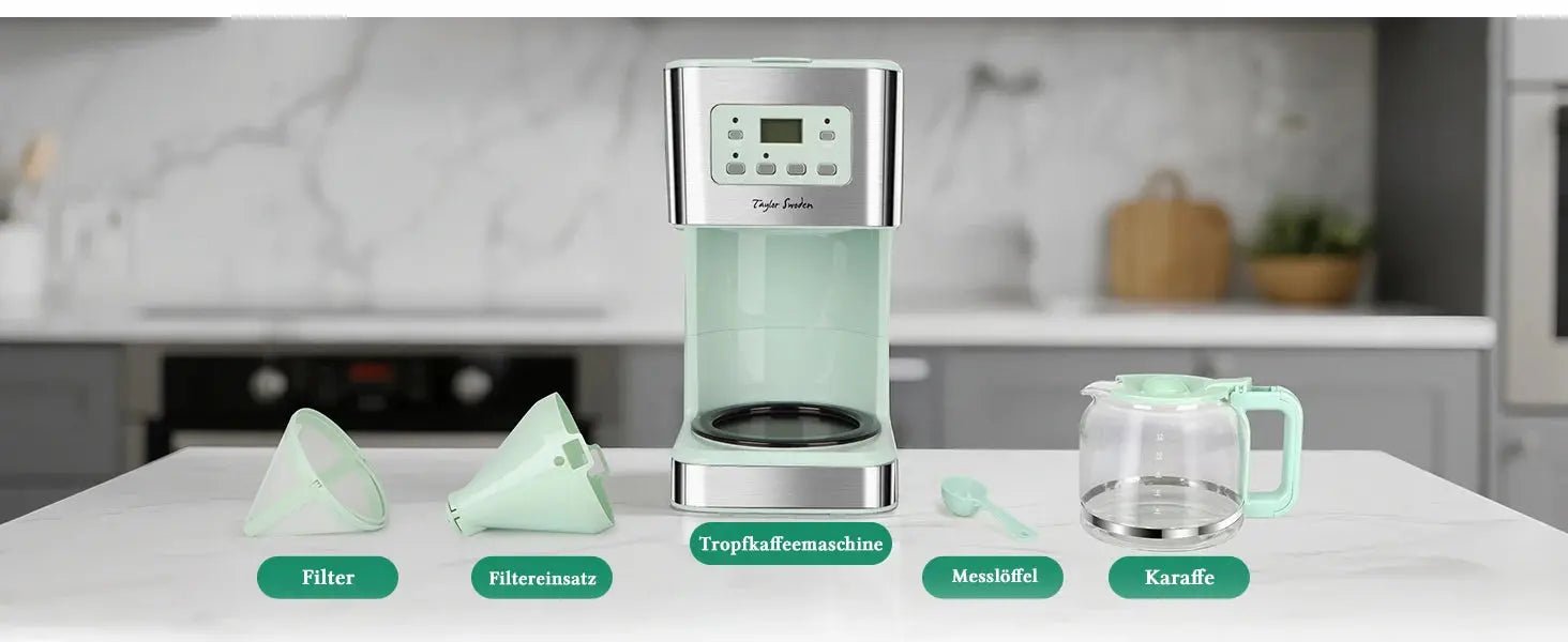 Coffee Maker with Timer, 1.5L Filter Coffee Maker, 12 Cups, Automatic Shut-Off, Drip Stop, Reusable Filter