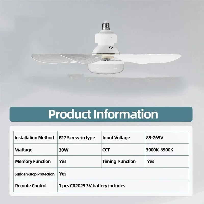 E27 with Remote LED 40W Ceiling Fan Light Dimming Function Suitable for Living Room Study and Home use 85-265V