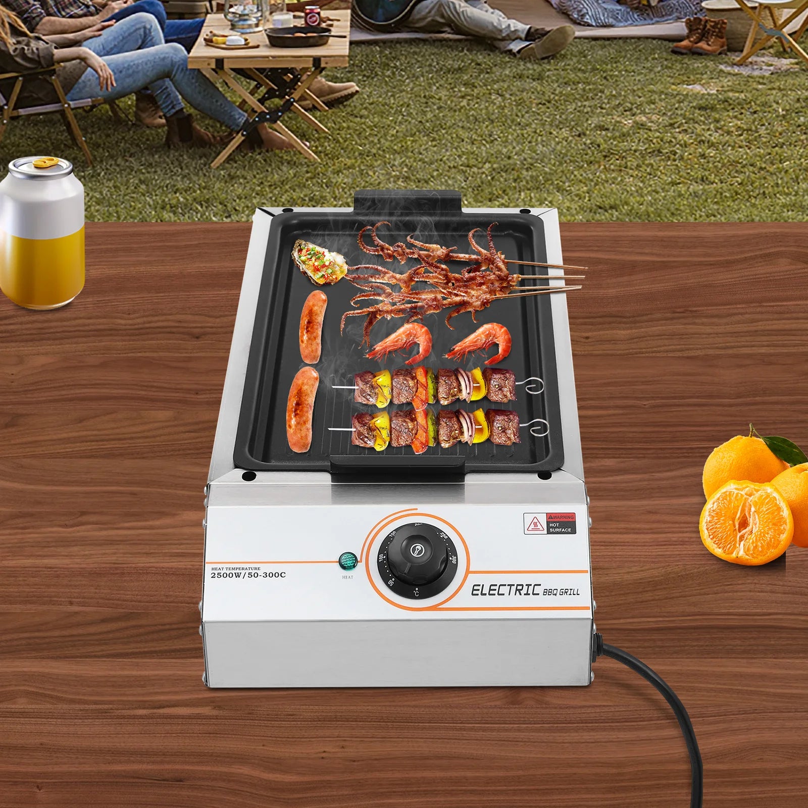 2500W BBQ Grill, Electric Barbecue Grill, Adjustable Temp Electric Griller