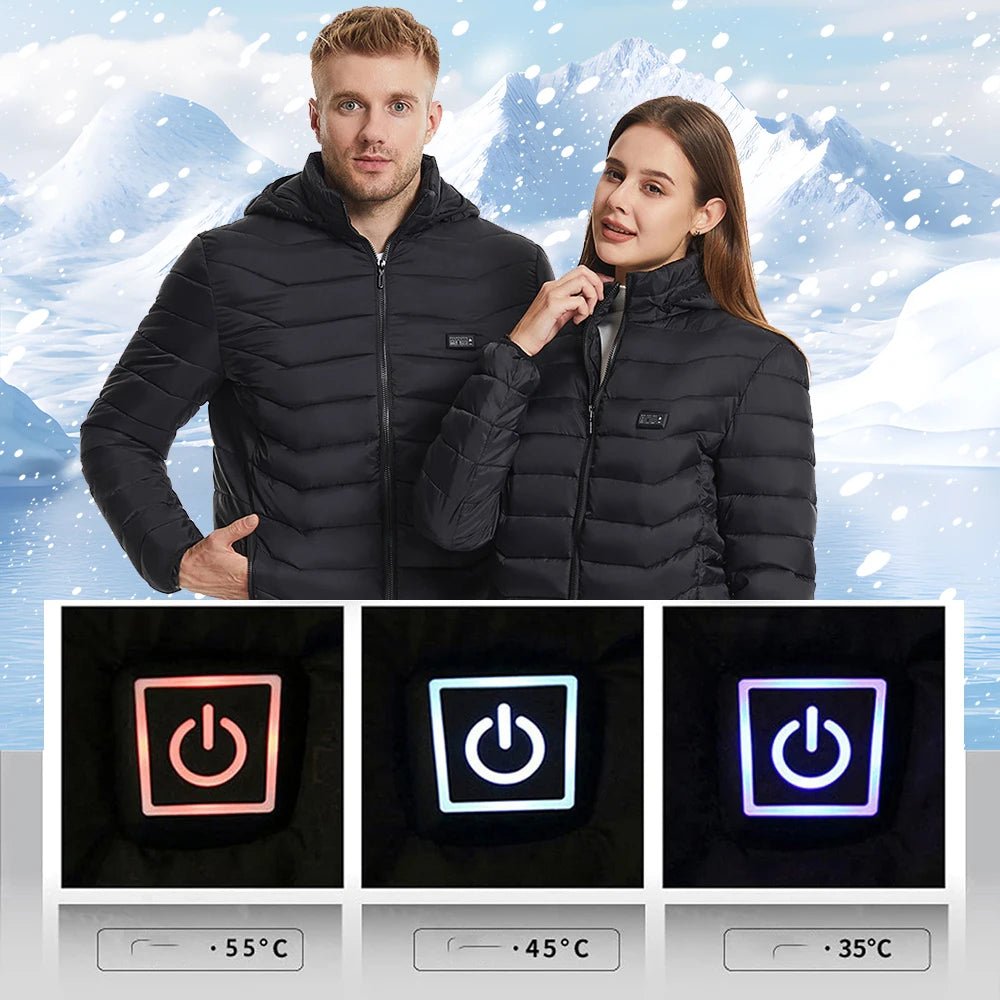 Heating Jackets Smart Thermostat Pure Color Hooded Heated Clothing Women Sportswear Heated Coat USB Heating Jacket For Camping