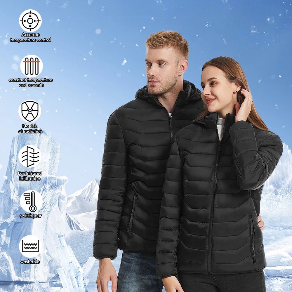 Heating Jackets Smart Thermostat Pure Color Hooded Heated Clothing Women Sportswear Heated Coat USB Heating Jacket For Camping