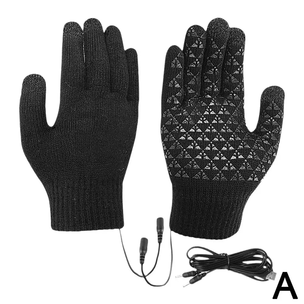 Electric USB Heated Gloves Winter Gloves Thermal Touch Screen Thermal Windproof Warm Knitted Glove Motorcycle Bicycle Gloves