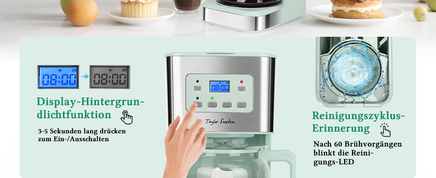 Coffee Maker with Timer, 1.5L Filter Coffee Maker, 12 Cups, Automatic Shut-Off, Drip Stop, Reusable Filter Motionshop