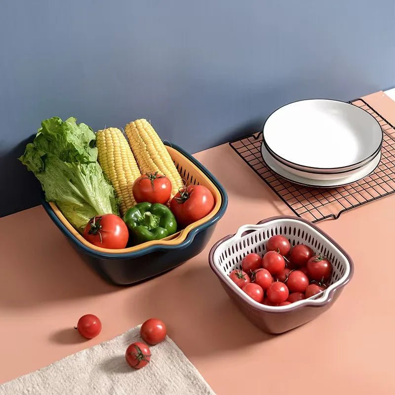 6-Piece Set/Double-Layer Draining Basket Kitchen Sink Strainer Basket