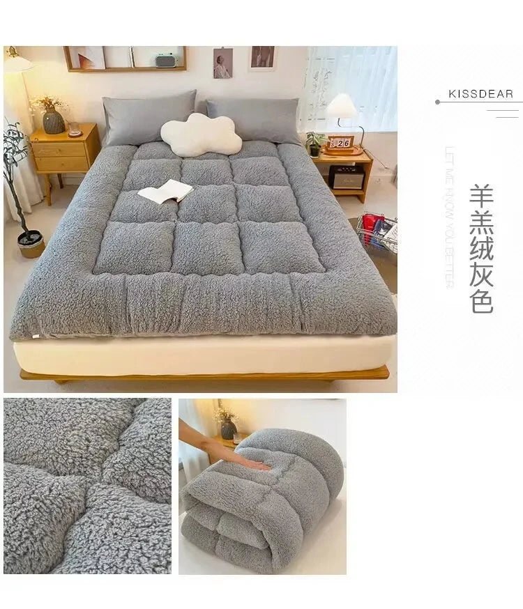 Mattress Topper Warm Lamb Fleece Mattress Upholstered Bed Winter Student Dormitory Sleeping Pad Single Double Floor Mat