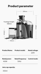 Heavy-Duty Juicer Machine Juicer With 3-Inch Big Mouth For Whole Fruits And Vegetables Juice Centrifuge with 2 Speed Settings