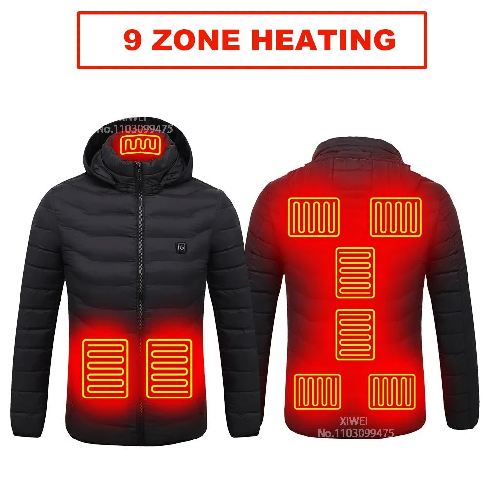 USB Self Heated Jacket Warm Coats Winter Thermal Skiing Camping Hiking Jacket