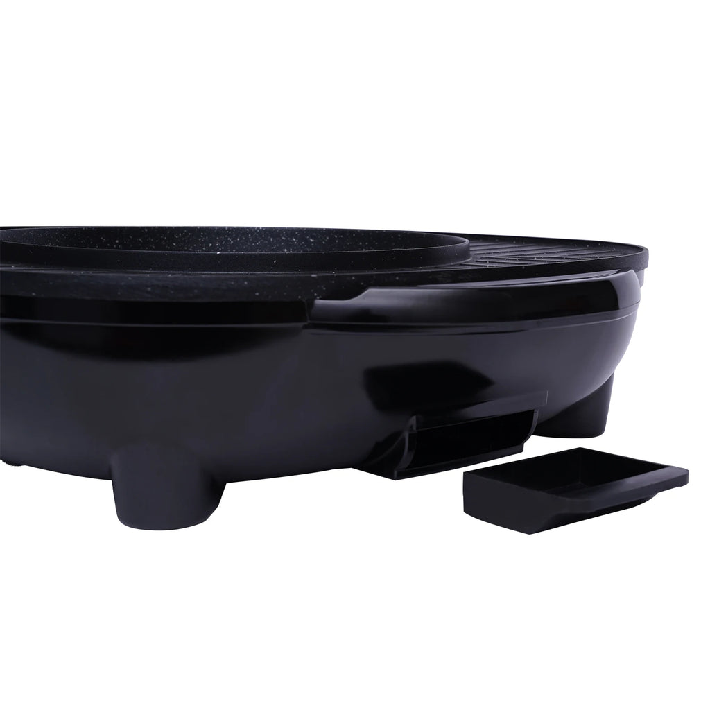 2-in-1 Electric Grill Hot Pot Electric Grill 2000W Hot Pot Shabu Shabu Hot Pot with Grill for 5-6 People