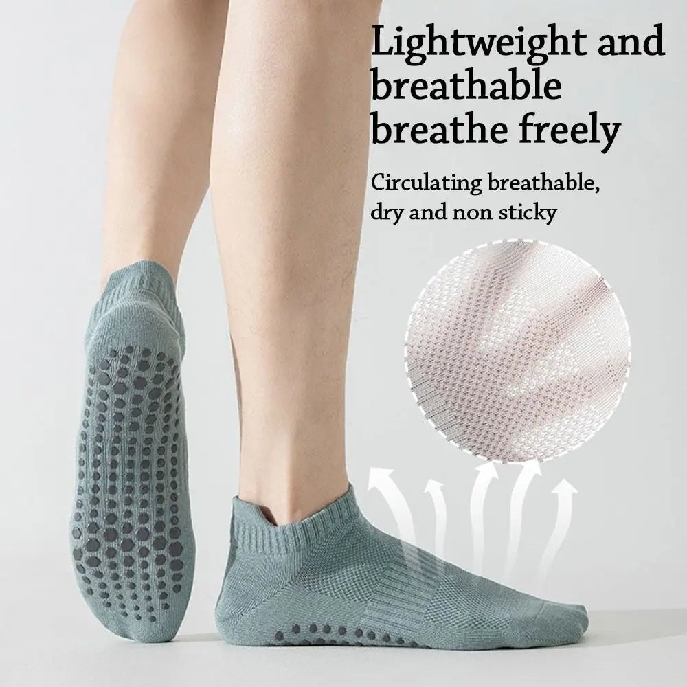 Yoga slipper Socks Men Cotton Thin Silicone Non-slip Grip Pilates Low-ankle Sock