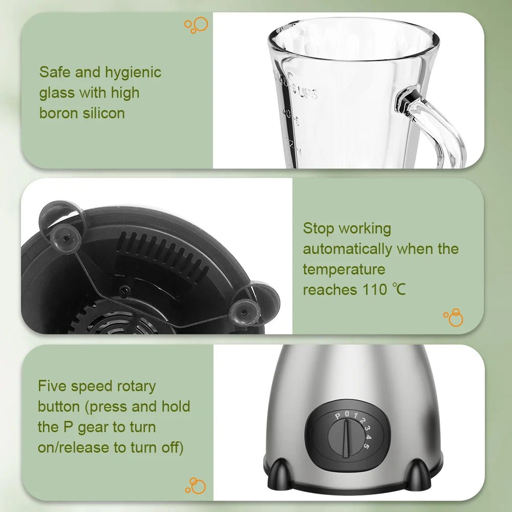 300W Fruit juicer home blender Multifunctional mixer with glass cup Compact Smoothie & Food Processing Blender Five-speed