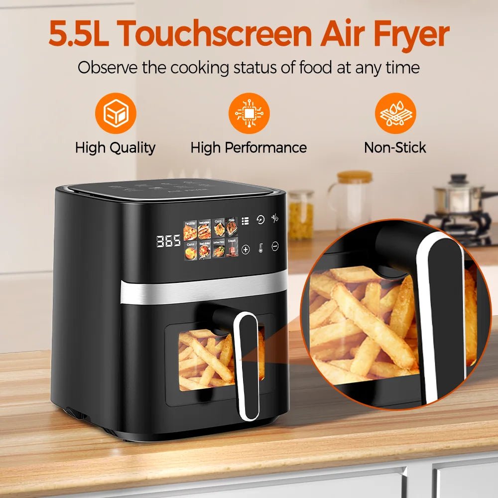 5.5L Hot Air Fryer 8-in-1 Electric Hot Oven with LED Screen