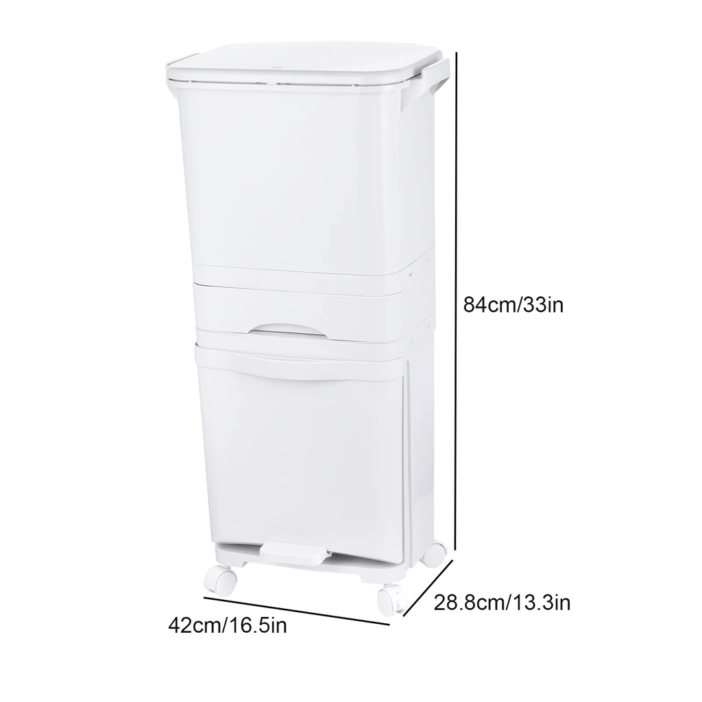 Step Trash Can Kitchen, Large Capacity, Dry and Wet Separation Pedal Bin on Wheels | for Home Kitchen Household Restaurant