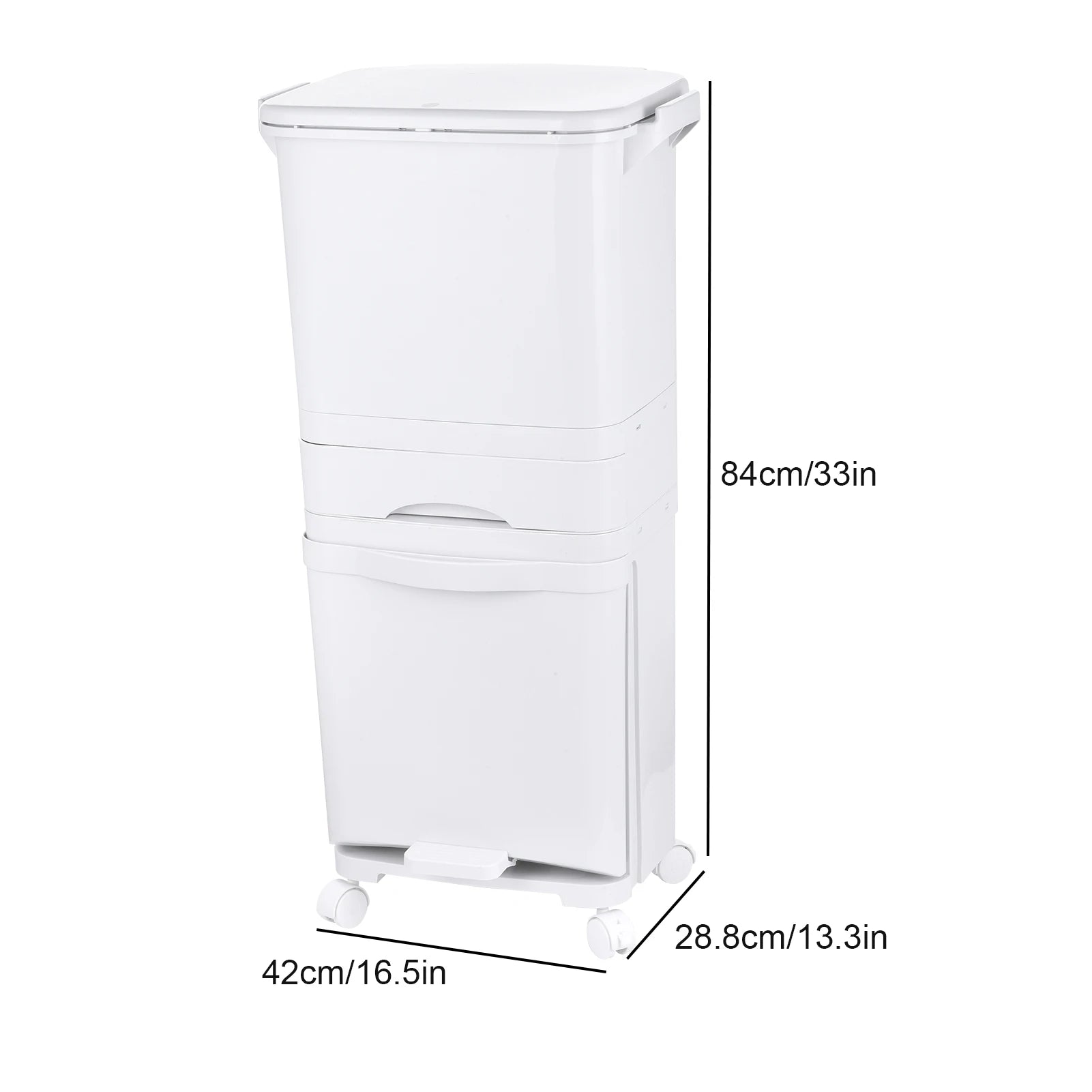 Step Trash Can Kitchen, Large Capacity, Dry and Wet Separation Pedal Bin on Wheels | for Home Kitchen Household Restaurant