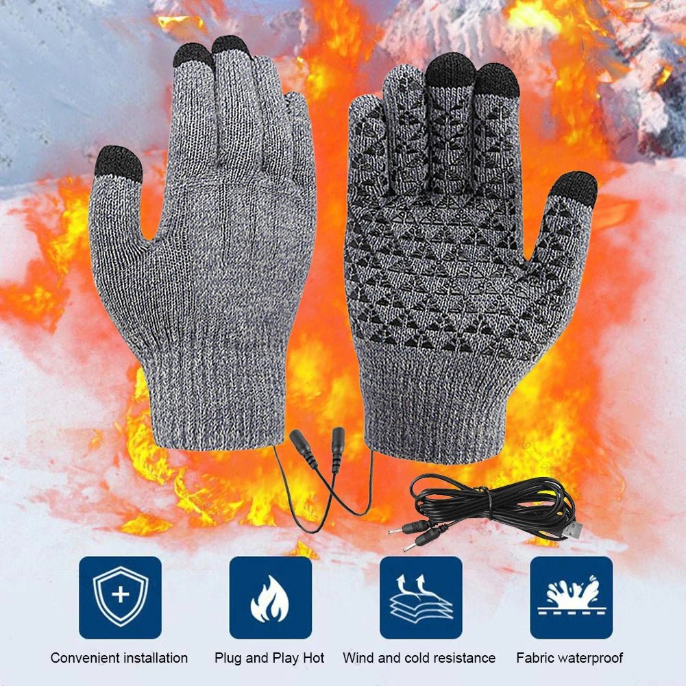 Electric Heated Gloves Winter Warm Gloves USB Touch Screen Gloves