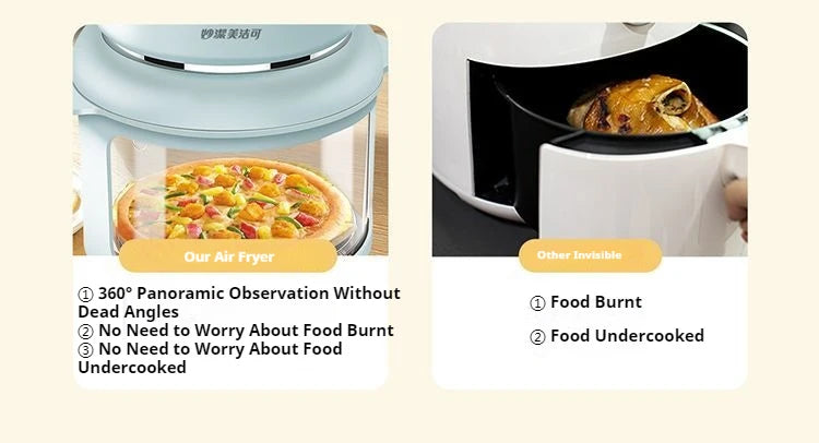 Large capacity electric oven with air fryer, beige French fry maker, gift visible fryer