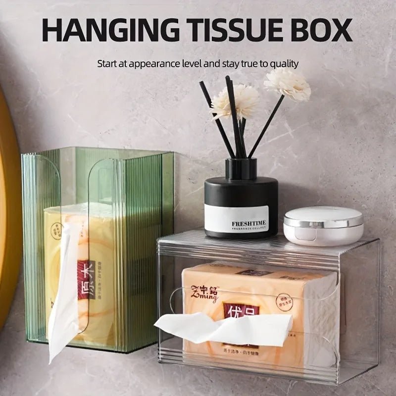 1pc Transparent Wall-Mounted Tissue Holder Multi-Functional Home Organizer