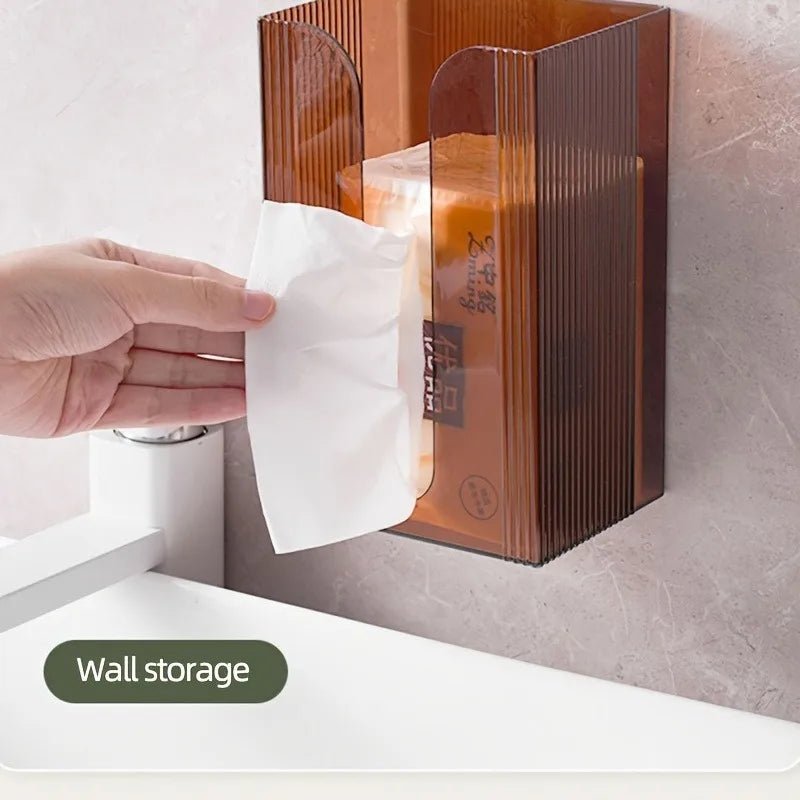 1pc Transparent Wall - Mounted Tissue Holder Multi - Functional Home Organizer - Motionshop