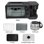 Multifunctional Breakfast Machine 3 in 1 Breakfast Maker Coffee Machine, Breakfast Station with 600 ml Coffee Maker +9 L Oven +Frying Pan, Toasters Breakfast Maker for Home Office