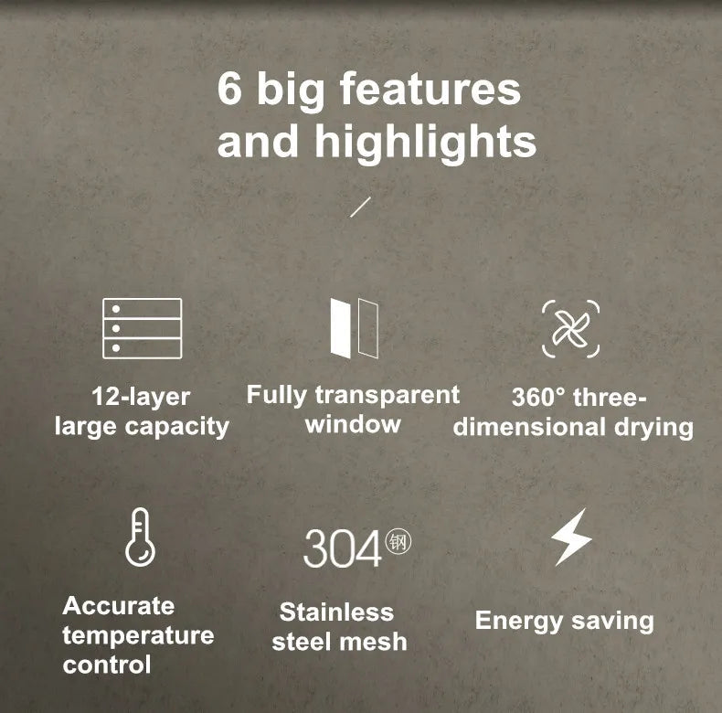 220V 110V Dry Fruit Machine Food Dehydration Dryer Fruit Dryer Commercial Stainless Steel Food Dryer Dried Vegetables Pet Snacks Motionshop