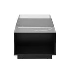 Table Basse LED 16 couleurs 2 tiroirs niches ouvertes structure robuste salon panneau particules noir