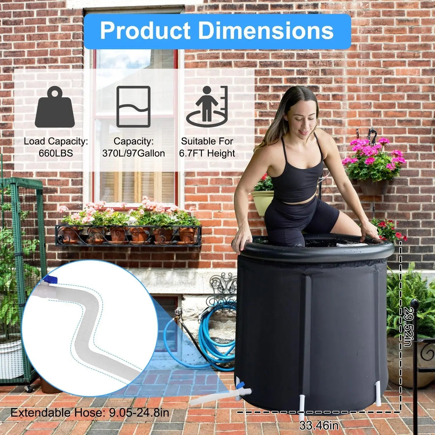 1Pc 97Gal Large Size Ice BathTub With Cover