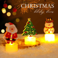 LED Electronic Candle Lights Christmas Trees Santa Claus Snowmen Creative Candles Small Night Lights Home Decorative Ornaments